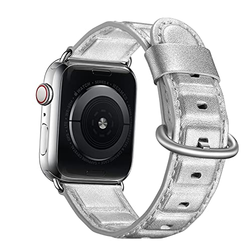 Kompatibel mit dem Apple Watch-Armband 49 mm 45 mm 44 mm 42 mm 41 mm 40 mm 38 mm, Echtleder-Metallschnallenarmband für iWatch-Serie SE 9 8 7 6 5 4 3 2 1 Ultra 1 2 von HBYLEE