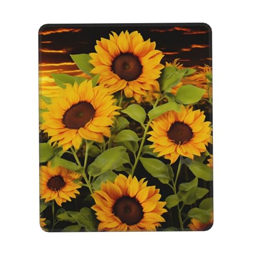 HCBPWVQA Mauspad mit Sonnenblume, personalisierbar, Gaming-Mauspad mit rutschfester Gummiunterseite, wasserdicht, Laptop-Mauspad, Schreibtischunterlage für Büro, Zuhause, Schwarz von HCBPWVQA