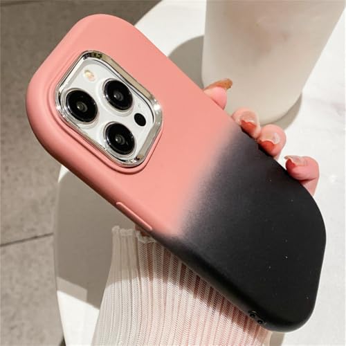 HCPIHF Handyhülle mit ovalem Muster und Farbverlauf für iPhone 14 11 12 13 15 Pro Max Plus XR X XS Weiche stoßfeste Silikonhülle, Pink Schwarz, Für iPhone 12 von HCPIHF