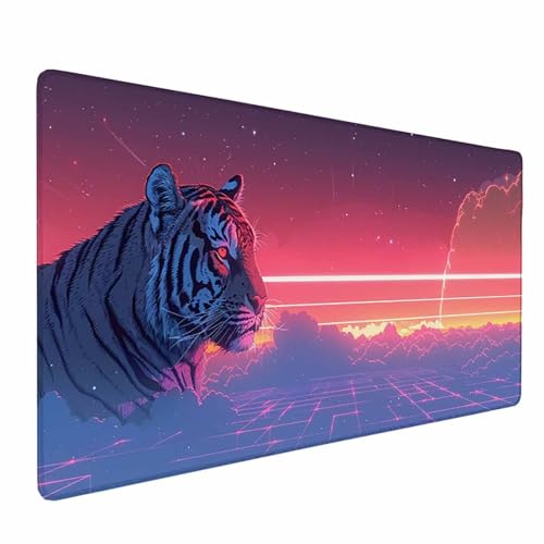 Mauspad XXL 900x300 mm, Wasserdicht Schreibtischunterlage Tiger Mousepad Rosa Mauspad mit Vernähte Kanten, Rutschfeste Gummibasis Mouse Pad für Spielzimmer, Büro, Zuhause, Geschenke für Männer -253WE0 von HCWBDWOU