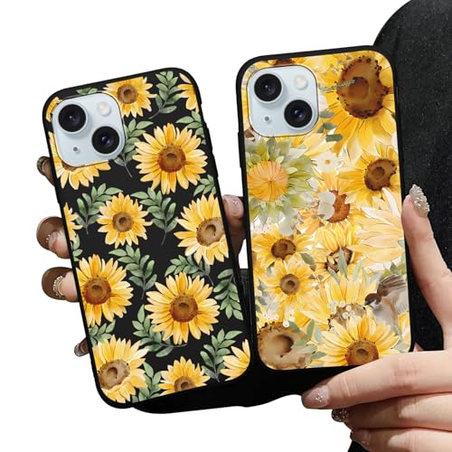 2 Stück HandyHülle für Samsung Galaxy A03s 4G 6,5" Hülle, Aesthetic Muster Blumen Design Schwarz Schutzhülle TPU Bumper Silikon Stoßfest Cover für Galaxy A03s von HDIJDY