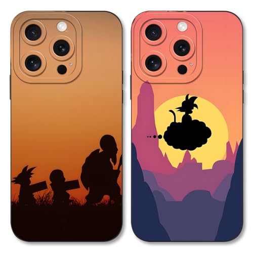 HDIJDY 2 Stück Handyhülle für Samsung Galaxy A15 5G Hülle 6.5 Zoll, Anime Dragonball DBZ Saiyan Guko mit Muster Designs Manga Mädchen Junge Case Schutz Schutzhülle Stoßfest TPU Weich Ultra Dünn Cover von HDIJDY