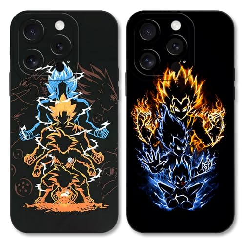 HDIJDY 2 Stück Handyhülle für Samsung Galaxy S22 5G Hülle 6.1 Zoll, Anime Dragonball DBZ Saiyan Guko mit Muster Designs Manga Mädchen Junge Case Schutz Schutzhülle Stoßfest TPU Weich Ultra Dünn Cover von HDIJDY