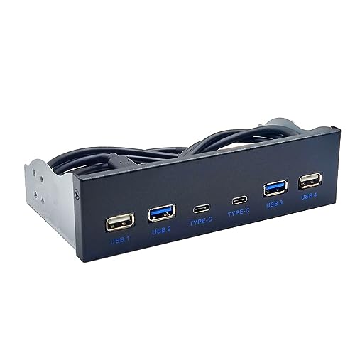 Multifunktionales 5,25-Zoll-Medien-Armaturenbrett, USB-Frontplatte für PC, Desktop, 13,3 cm CD-ROM-Schacht, USB 3.0/3.2, 19-polig von HDKEAN