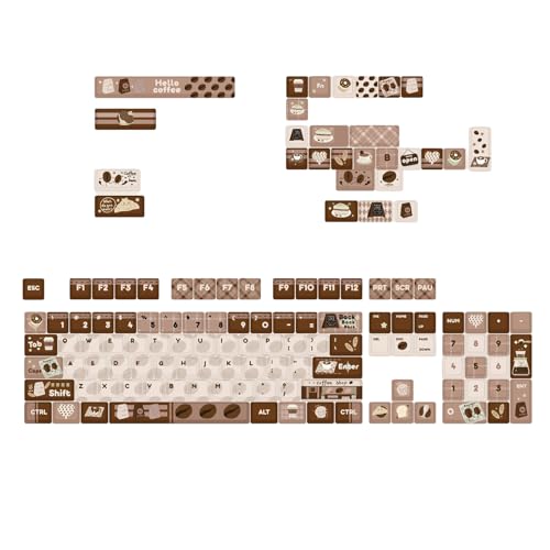 HDOYTXXM Kaffeebraune Tastenkappen Cartoon Tastenkappen Set 131 Tasten Einzigartig Für Mechanische Gaming Tastaturen von HDOYTXXM