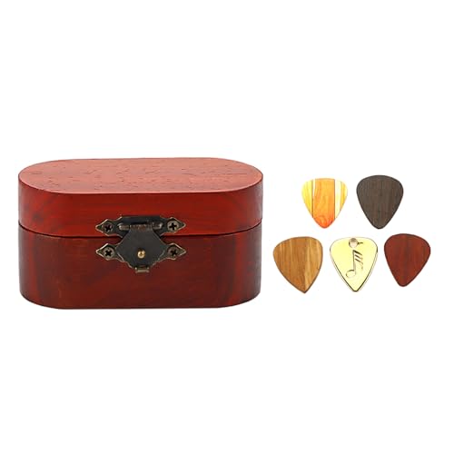 Holz Gitarre Pick Lagerung Box Container Tragbare Gitarre Pick Box Sammler Mit 5 Gitarre Pick Geschenk Für Gitarristen von HDOYTXXM