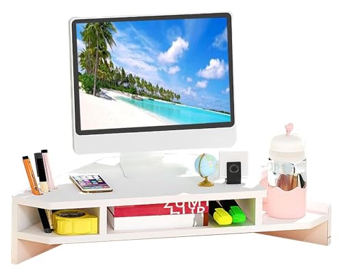 Monitorständer, Monitor Stand Riser, Dreieckiger Monitorständer aus Holz mit 2 Aufbewahrungsebenen, ergonomische Eck-Computererhöhung, platzsparend, Mehrzweck-Schreibtisch-Aufbewahrungsregal for Lapto von HEIDOUOZ