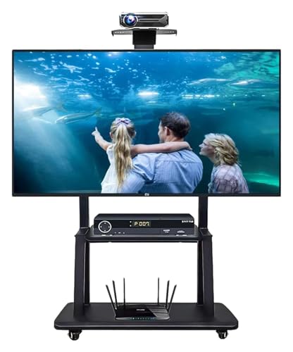 TV ständer rollbar, TV Bodenständer Rollbar, TV-Bodenständer for 45-75 Zoll Fernseher, Schwerlast-TV-Ständer mit Rädern und 3 Ablageflächen, Schwarz von HEIDOUOZ