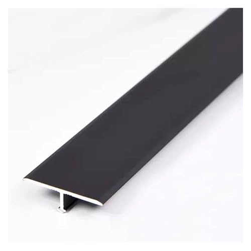 Übergangsprofil, Schwellenstreifen, T-Form-Schwellenleiste, Türkantenleiste for Vinyl-Laminatböden, flache Cinch-Nahtabdeckung(Black) von HEIDOUOZ