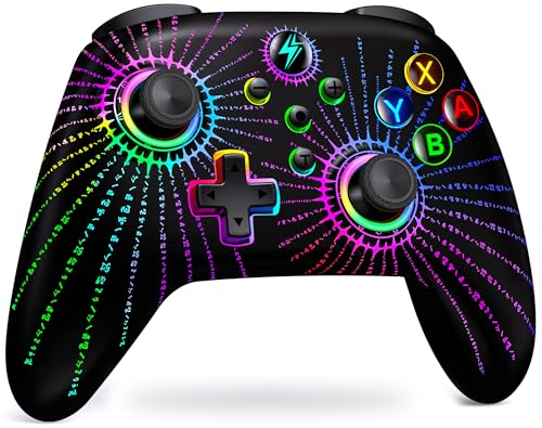 HELLCOOL Switch Controller - Kabellos Controller für Switch/Lite/OLED Konsole - Switch Controller mit Cooles RGB Look, Programmierbare/Turbo/Aufwachfunktion, Präzise Joysticks, Dual Motors Vibration von HELLCOOL