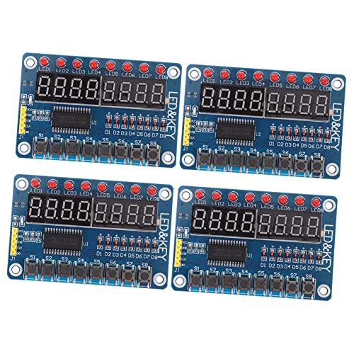 HEMOTON 4 Stück 8 8-Bit-LED-Digitalröhre geführtes digitales Röhrenanzeigemodul Mikrocontroller-Anzeigemodul mit Tasten Mikrocontroller Digitale Röhre 8 Tasten Anzahl PCB von HEMOTON