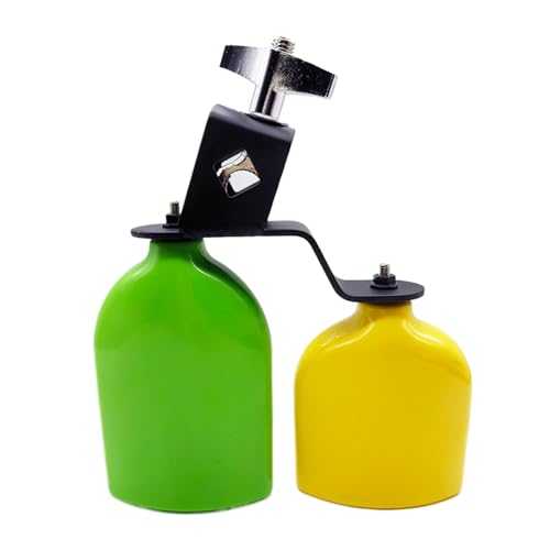 Plastics Double Mounted Bells High And Low Tones Bicolor Cowbell Clapper Latin Percussions Instrument For Drum Set von HENANX