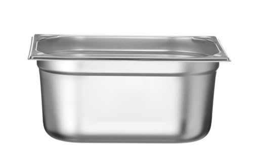 HENDI Gastronormbehälter, Temperaturbeständig von -40° bis 300°C, Heissluftöfen-Kühl- und Tiefkühlschränken-Chafing Dishes-Bain Marie, Stapelbar, 9.5L, GN 1/2, 325x265x(H)150mm, Edelstahl von HENDI