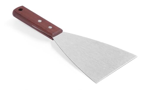 HENDI Grillspachtel, Spachtel, Winkelpalette, Barbecue-Grillspachtel, Wender, mit Holzgriff, Klinge: 1180, 100x260mm, Edelstahl von HENDI