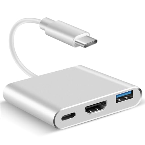 3 in1 USB C auf HDMI Adapter, USB C Hub, Digital AV Multiport Hub mit 4K HDMI, 100W Aufladen, USB 3.0 Type-C für iPhone 15 Pro Max/15 Pro,Samsung S24/23, MacBook, iPad, Dell, Surface, Steam Deck von HERBYD