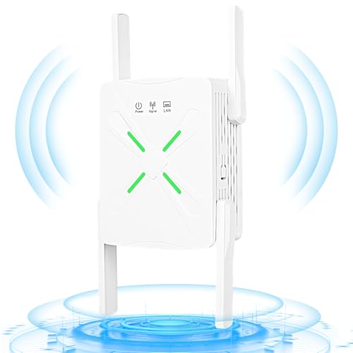 WLAN Verstärker 1200Mbit/s WiFi Repeater - Dualband 5GHz & 2.4GHz WLAN Repeater mit Ethernet Port 4 *Antennen Abdeckung bis zu 200m² und 45 Geräte, WiFi Internet Verstärker Repeater/Router/Ap Modus von HERBYD