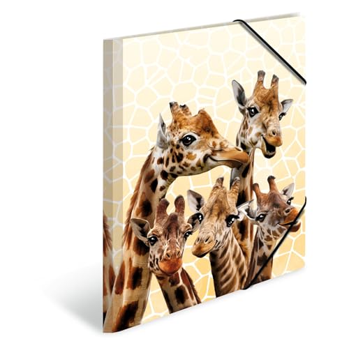 HERMA Sammelmappen A4 Giraffe Set, 3 Stück, Kinder Eckspanner-Mappen aus Kunststoff mit Tier Motiv, Gummizug, Innenklappen und Innendruck für Jungen und Mädchen HERMA Sammelmappen A4 Giraffe Set, 3 Stück, Kinder Eckspanner-Mappen aus Kunststoff mit Tier Motiv, Gummizug, Innenklappen und Innendruck für Jungen und Mädchen von HERMA