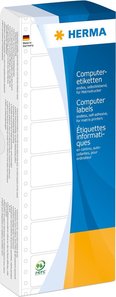 HERMA Computer labels - Leporellogefaltete, perforierte, permanent selbstklebende, matte Endlospapieretiketten - wei� - 88,9 x 35,7 mm - 2000 Etikett(en) (8161) von HERMA