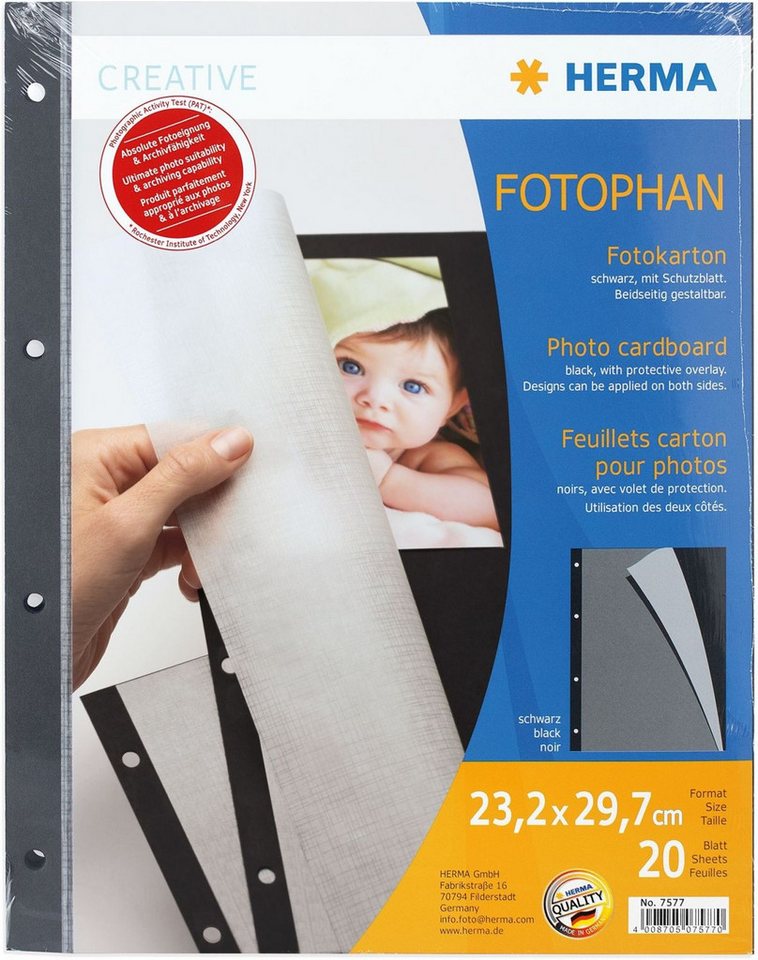 HERMA Fotoalbum Fotokarton 230x297mm schwarz VE=20 Blatt HERMA Fotoalbum Fotokarton 230x297mm schwarz VE=20 Blatt von HERMA