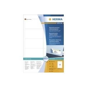 HERMA Special - Wiederverwendbare, selbstklebende, matte Adressetiketten aus Papier - wei� - 96 x 50,8 mm - 1000 Etikett(en) (100 Bogen x 10) (10307) von HERMA