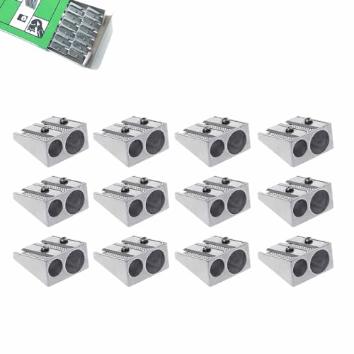 Magnesium-Bleistiftspitzer, mit 2 Löchern, manueller Bleistiftspitzer, Metall-Bleistiftspitzer Magnesium, für Schulen, Büros, Häuser, Kunstprojekte (12pcs) von HFDHD