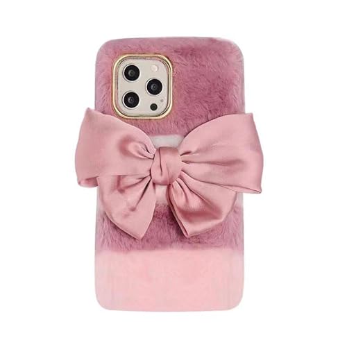 HFICY Girly Kunstfell, flauschige Plüsch-Schutzhülle für iPhone 16 Pro Max, mit 2 Displayschutzfolien, Glitzer, Kunstfell, weich, für Damen, rosa Schleife HFICY Girly Kunstfell, flauschige Plüsch-Schutzhülle für iPhone 16 Pro Max, mit 2 Displayschutzfolien, Glitzer, Kunstfell, weich, für Damen, rosa Schleife von HFICY