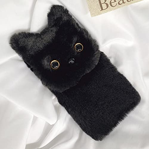 HFICY Schutzhülle für Nokia G11 Plus, Kunstfell, flauschig, mit 2 Displayschutzfolien, glitzerndes Kunstfell, weich, für Damen, schwarze Katze HFICY Schutzhülle für Nokia G11 Plus, Kunstfell, flauschig, mit 2 Displayschutzfolien, glitzerndes Kunstfell, weich, für Damen, schwarze Katze von HFICY