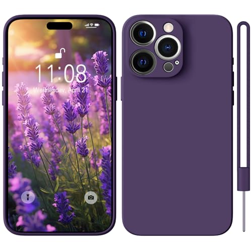 HGH Hochwertiges Liquid Silikon für iPhone 14 Pro Max Hülle, Handyhülle für iPhone 14 Pro Max Case Dünn Kameraschutz für iPhone 14 Pro Max Mikrofaser-Futter für iPhone 14 Pro Max,Dunkel Violett von HGH