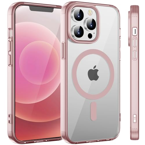 HGH Magnetisch Hülle für iPhone 12/12 Pro kompatibel mit Magsafe, Transparent Handyhülle für iPhone 12/12 Pro Vergilbungsbeständig für Dünn Transparent Hülle für iPhone 12/12 Pro Case (Rosa) von HGH