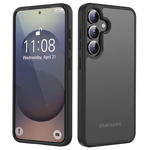 HGH Matt Hülle für Samsung Galaxy S25 5G Hülle, Mattierte Durchscheinende Schutzhülle Rückseite Dünn Stoßfest Handyhülle für Samsung Galaxy S25 (Schwarz) von HGH