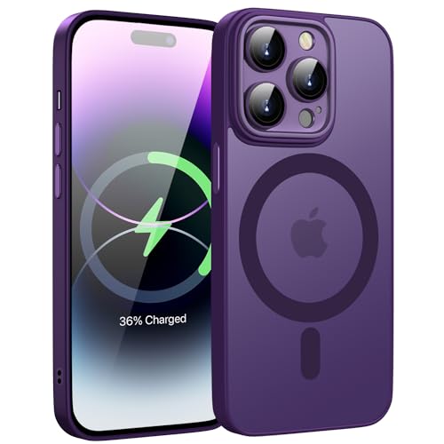 HGH für iPhone 14 Pro Hülle, kompatibel mit MagSafe, Zertifizierte Magnetkraft und Schutzkraft Handyhülle,Stoßfest Kratzfest iPhone 14 Pro case,Dunkel Violett von HGH