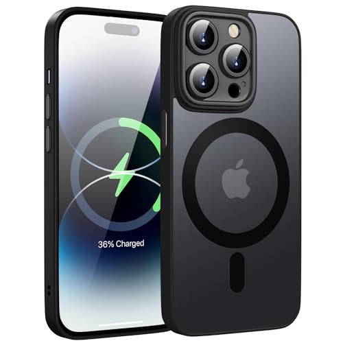 HGH für iPhone 14 Pro Hülle, kompatibel mit MagSafe, Zertifizierte Magnetkraft und Schutzkraft Handyhülle,Stoßfest Kratzfest iPhone 14 Pro case,Schwarz von HGH