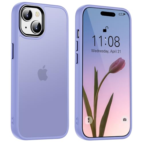 HGH Matt Hülle für iPhone 15 6,1 Zoll Stoßfest FallSchutz Handyhülle, Durchscheinende Rückseite Schutzhülle Handyhülle für iPhone 15 Anti-Fingerabdruck Case für iPhone 15 6,1 Zoll (Lila) von HGH