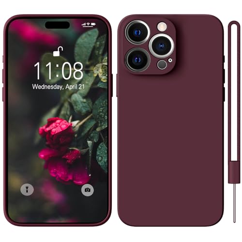 HGH für iPhone 15 Pro Max Hülle Silikon, Handyhülle für iPhone 15 Pro Max Case Dünne Rundumschutz mit Weichem -Innenfutter Stoßfeste Schutzhülle für iPhone 15 Pro Max 6.7" Dunkel Rot von HGH