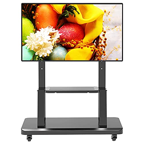 Home Rolling TV Cart TV-Ständer für 32/40/45/50/55/60 Zoll LCD-LED-Fernseher, Unternehmen/Flughafen/Krankenhaus, schwarzer mobiler TV-Ständer auf Rädern, Stabiler Stahlrahmen von HGJHJJHK