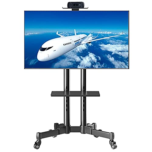 Mobiler TV-Ständer, schwenkbar und neigbar, mit Rädern und Stauraum, passend für 32-70 Zoll LCD-LED-Fernseher, robuster rollender TV-Wagen für Büro/Sitzungsräume/Schule, höhenverstellbar von HGJHJJHK