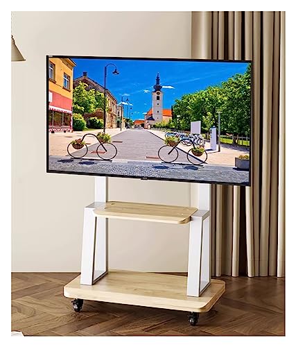 Weiße Moderne TV-Ständer für Wohnzimmer/Schlafzimmer/Büro, passend für 75 65 70 60 55 50 32 Zoll Bildschirme, robuster mobiler TV-Wagenständer auf Rädern (Farbe: Style2) von HGJHJJHK