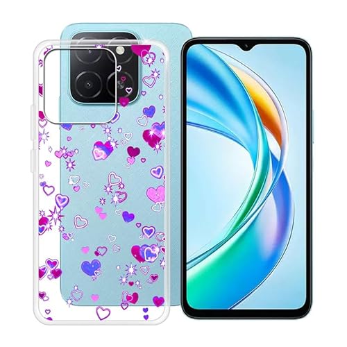 HGJTF Hülle für Honor X5b Plus (6.56"), Ultra Dünn Weiche Silikon Stoßfest Anti-Kratzer Handyhülle Tasche, Transparent TPU Bumper Schutzhülle Cover für Honor X5b Plus - Liebesblase von HGJTFANY