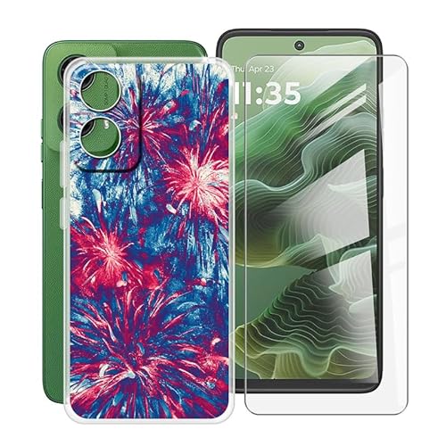 HGJTFANY Hülle mit Gehärtetem Glasfolie für Motorola Moto G35 (6.72"), Transparente Stoßfest Handyhülle, Dünne Kratzfest Weiche TPU Case Tasche für Motorola Moto G35 - Wunderschön von HGJTFANY