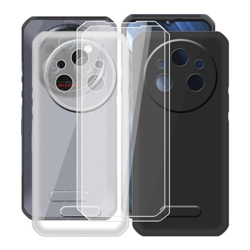 HGJTFANY für Oukitel WP35 S Handyhülle + 2 Stück Gehärtetem Glasfolie, Silikon TPU Case Stoßfest Hülle Cover, Anti-Kratzer Schale Schutzhülle für Oukitel WP35 S (6.56") - Clear + Schwarz von HGJTFANY