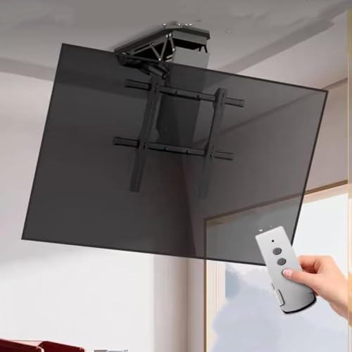 HGOuhK TV-Halterung, verstellbare TV-Deckenhalterung, motorisierte TV-Halterung für 50-90 Zoll (127-228 cm) Fernseher, versteckte Pop-Up-TV-Hebung mit automatischer Anhebung, Drehmomenthalterungen von HGOuhK