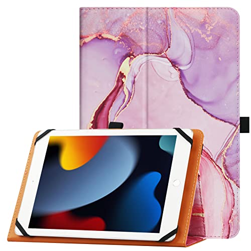 HGWALP Universal Hülle für 9 Zoll 10 Zoll Tablet, Ständer Folio Universal Tablet Hülle Schutzhülle für 9 Zoll 10,1 Zoll Touchscreen Tablet, mit verstellbarem Silikonband und Ständer-Marble Pink von HGWALP