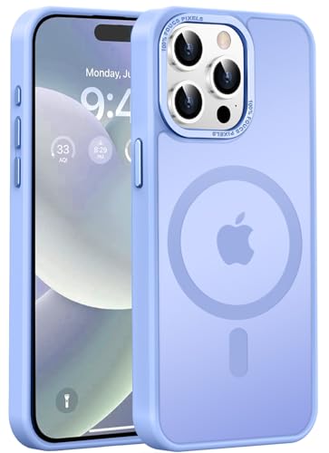 HHB18I Magnetische Schutzhülle für iPhone 15 Pro Max (kompatibel mit Magsafe), militärischer Schutz, taschenfreundlich, schlank, durchscheinend, für iPhone 15 Pro Max 6,7 Zoll, zartes Rosa (blau) von HHB18I