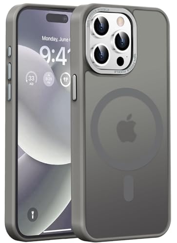 HHB18I Magnetische Schutzhülle für iPhone 15 Pro Max (kompatibel mit Magsafe), militärischer Schutz, taschenfreundlich, schlank, durchscheinend, für iPhone 15 Pro Max 6,7 Zoll, zartes Rosa (Titaniu) von HHB18I