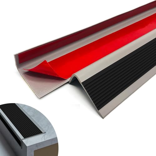 Kantenschutz for Treppenstufen, selbstklebende rutschfeste Vinyl-Kantenkanten, Treppeneckleisten 10 x 4 cm, Länge 0,7–50 m, for Innen-/Außentreppen(Black,10x4cmx0.7m) von HHDHHD