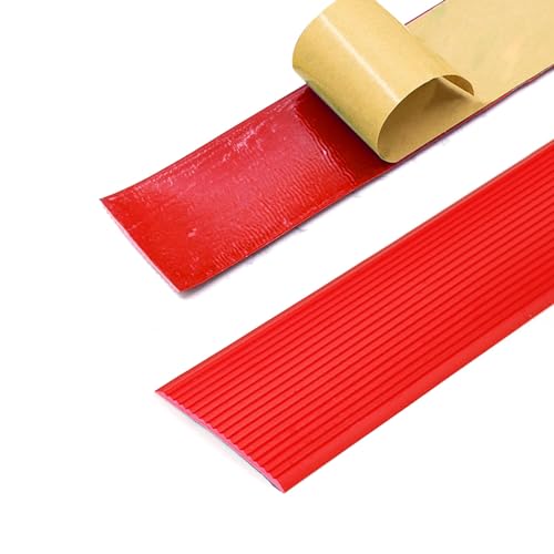 Rutschfeste Treppenkanten aus PVC-Vinyl, selbstklebender Treppenstufenkantenschutz, einfache Abzieh- und Aufklebeanwendung, for Außen- und Innentreppen(Red,10cmx8m) von HHDHHD