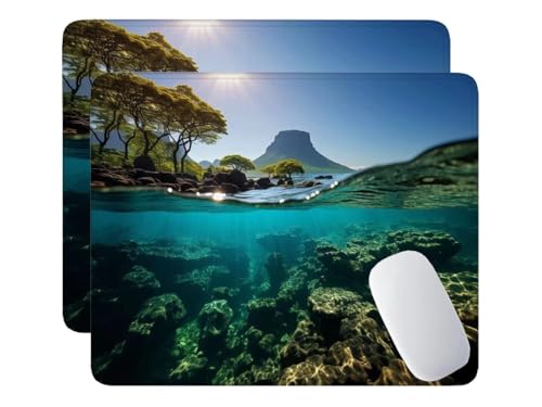 2 Pack Mauspad, Mousepad Baikalsee, Mousepads mit Vernähte Kanten, 180x230 mm Mouse Pad mit Anti-Rutsch-Gummiboden,wasserdichte Verschleißfest Strapazierfähig Mauspads, Gaming Mousepad S-51 von HHQGOUYG