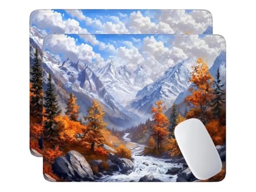 2 Pack Mauspad, Mousepad Berge Landschaft, Mousepads mit Vernähte Kanten, 420x350 mm Mouse Pad mit Anti-Rutsch-Gummiboden,wasserdichte Verschleißfest Strapazierfähig Mauspads, Gaming Mousepad S-855 von HHQGOUYG