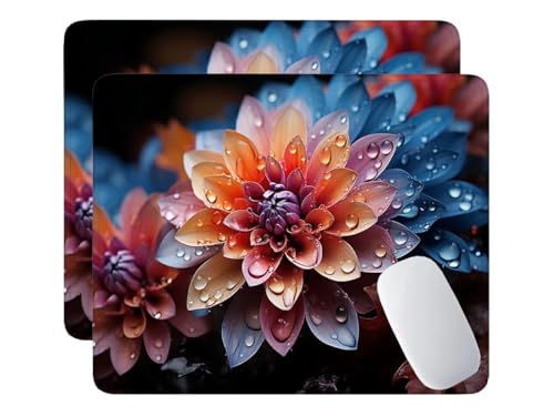 2 Pack Mauspad, Mousepad Bunte Blumen, Mousepads mit Vernähte Kanten, 420x350 mm Mouse Pad mit Anti-Rutsch-Gummiboden,wasserdichte Verschleißfest Strapazierfähig Mauspads, Gaming Mousepad S-80 von HHQGOUYG