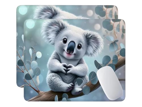 2 Pack Mauspad, Mousepad Cute Koala, Mousepads mit Vernähte Kanten, 420x350 mm Mouse Pad mit Anti-Rutsch-Gummiboden,wasserdichte Verschleißfest Strapazierfähig Mauspads, Gaming Mousepad S-555 von HHQGOUYG